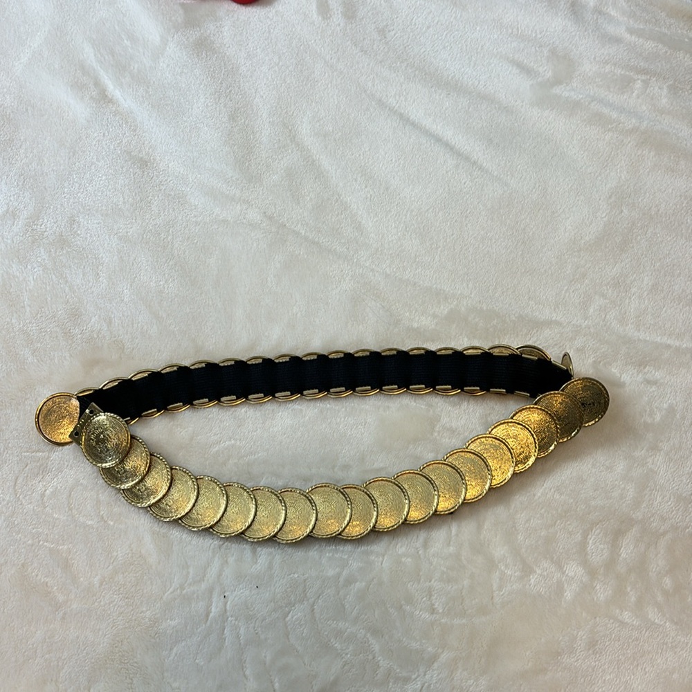 Vintage Gold-Tone Coins Elastic Belt- Sassy!